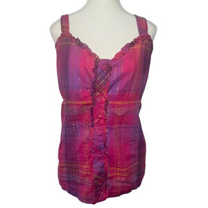 Lemon Kiss Tank Women 2XL Pink Plaid Plus Size Cotton Barbie Bratz Y2K Western
